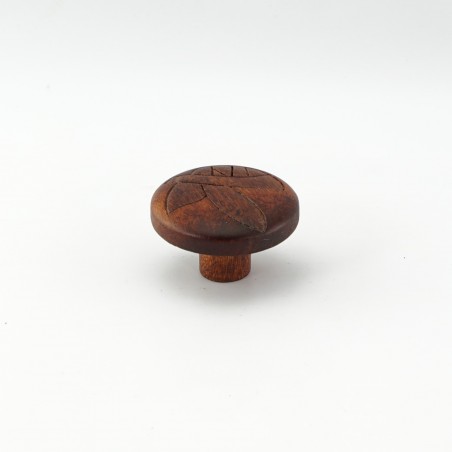Teak Engraved Wooden Knob (Leaves)