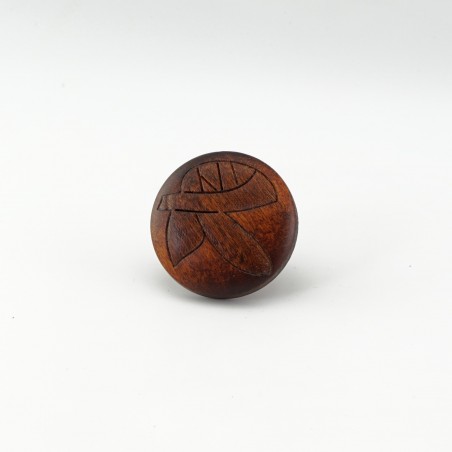 Teak Engraved Wooden Knob (Leaves)