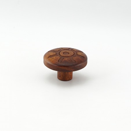 Teak Engraved Wooden Knob (Flower)