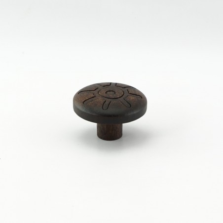 Walnut Engraved Wooden Knob (Flower)