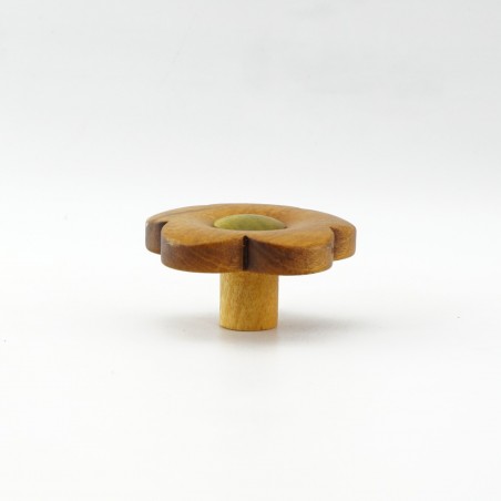 Yellow Wooden Flower Knob