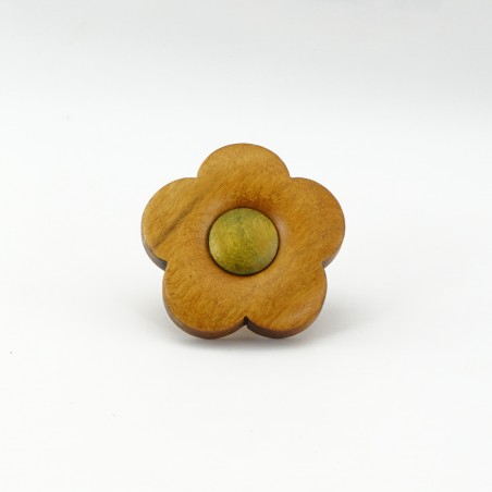 Yellow Wooden Flower Knob