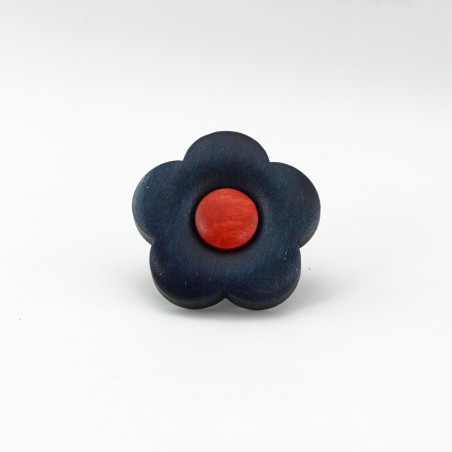 Blue Wooden Flower Knob