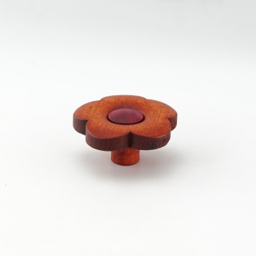 Red Wooden Flower Knob
