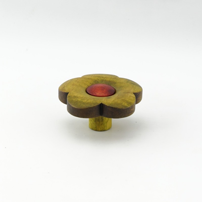 Green Wooden Flower Knob