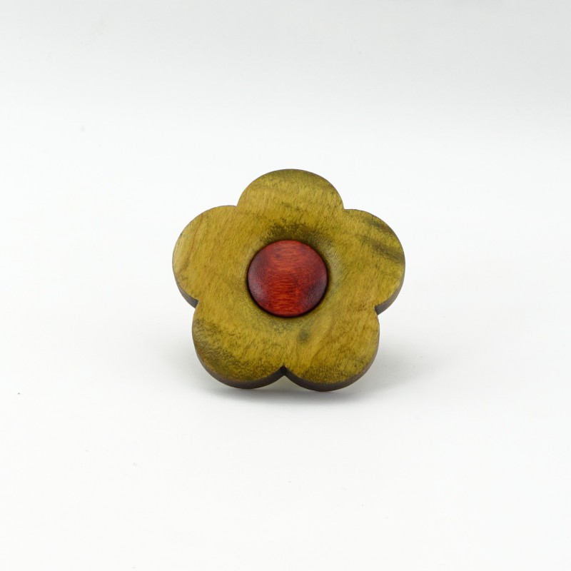 Green Wooden Flower Knob