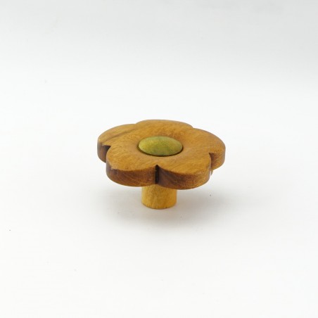 Yellow Wooden Flower Knob