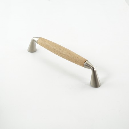 Modern Wooden and Metal Pull Handle in Beech