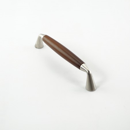 Modern Wooden and Metal Pull Handle in Mahogany Finish