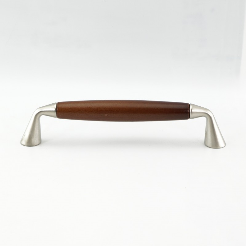 Modern Wooden and Metal Pull Handle in Mahogany Finish