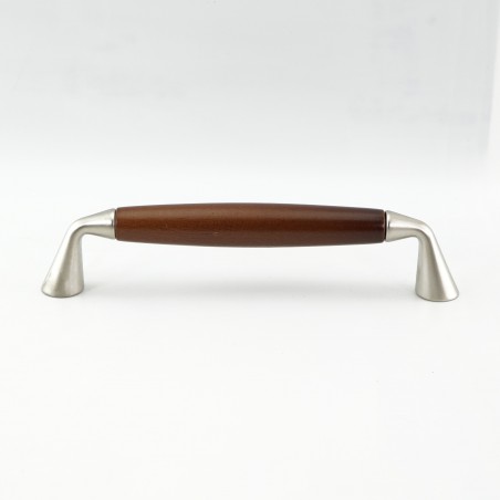 Modern Wooden and Metal Pull Handle in Mahogany Finish