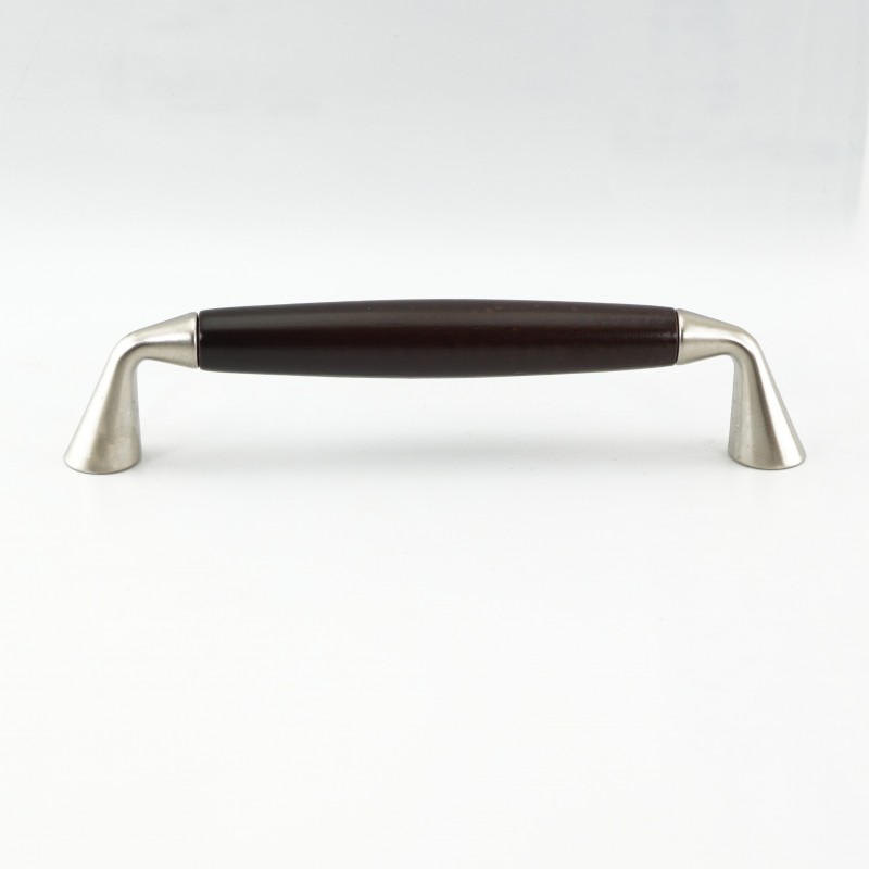 Modern Wooden and Metal Pull Handle in Walnut Finish