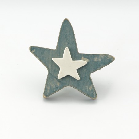 Blue Crafty Wooden Star Knob