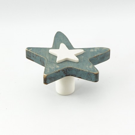 Blue Crafty Wooden Star Knob