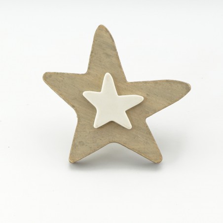 White Crafty Wooden Star Knob