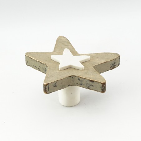 White Crafty Wooden Star Knob