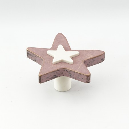 Red Crafty Wooden Star Knob