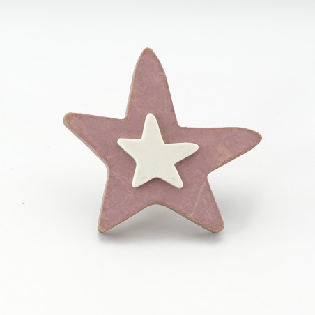 Red Crafty Wooden Star Knob