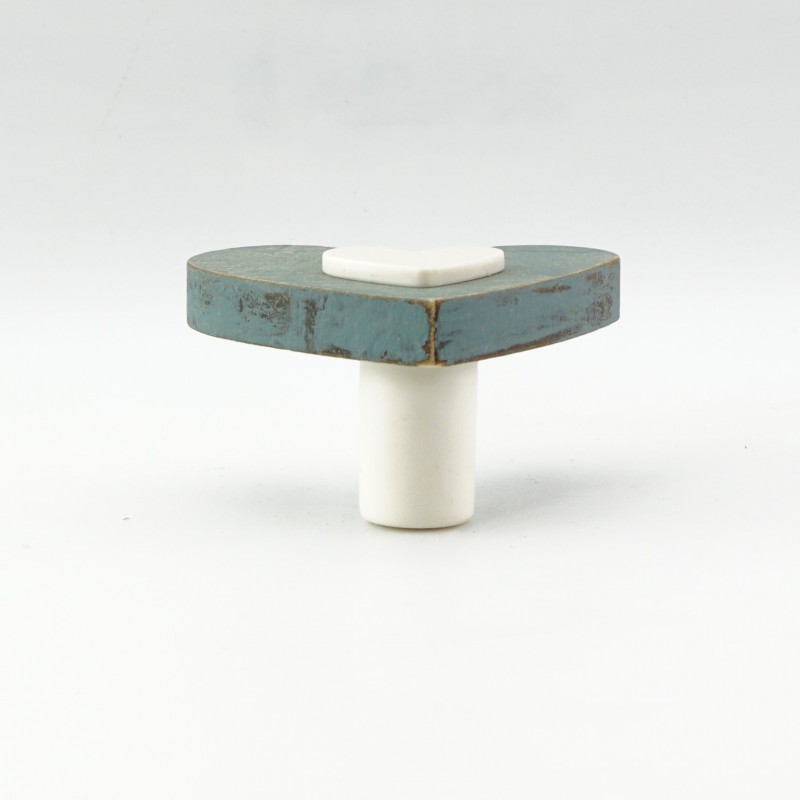 Crafty Blue Wooden Heart Cabinet Knob