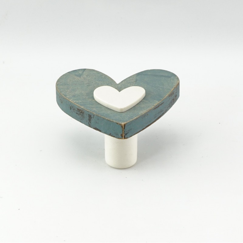 Crafty Blue Wooden Heart Cabinet Knob
