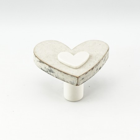 Crafty White Wooden Heart Cabinet Knob