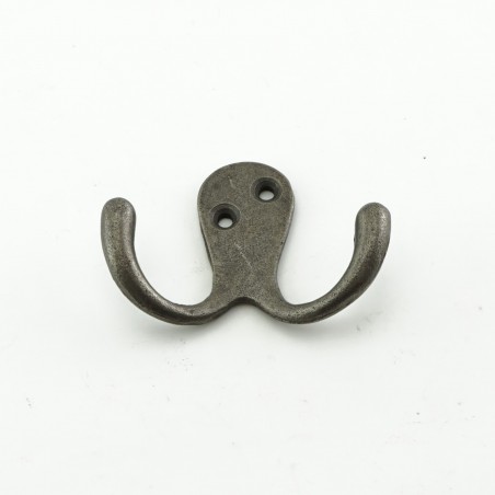 Double Robe Hook in Antique Cast Iron