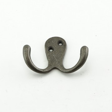 Double Robe Hook in Antique Cast Iron