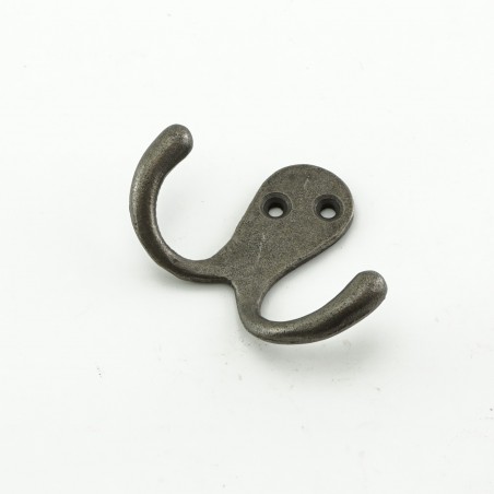 Double Robe Hook in Antique Cast Iron