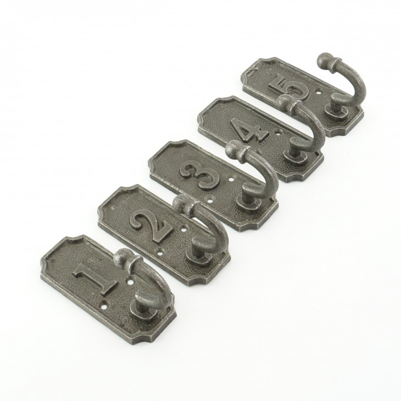 Coat peg numbers for wall Cast iron coat pegs Oak &